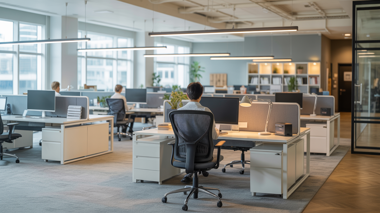 Professional day porter cleaning office space during business hours
