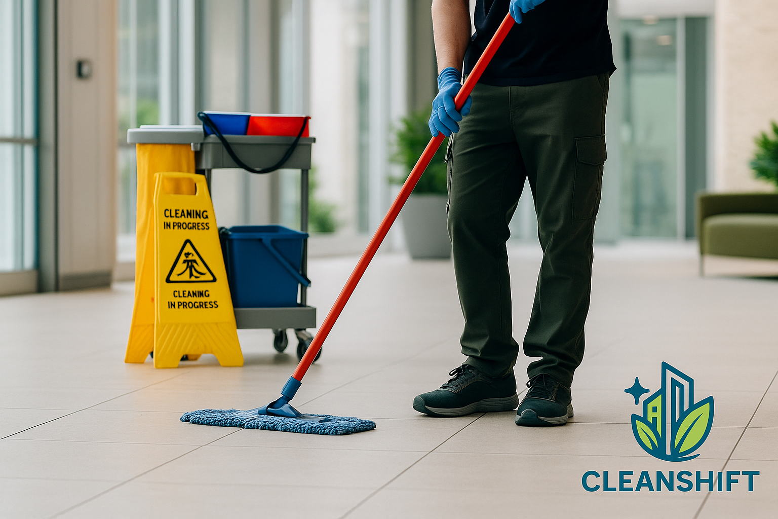 CleanShift professionals cleaning a multi-tenant facility